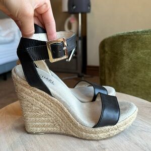 Michael Kors black espadrille wedges